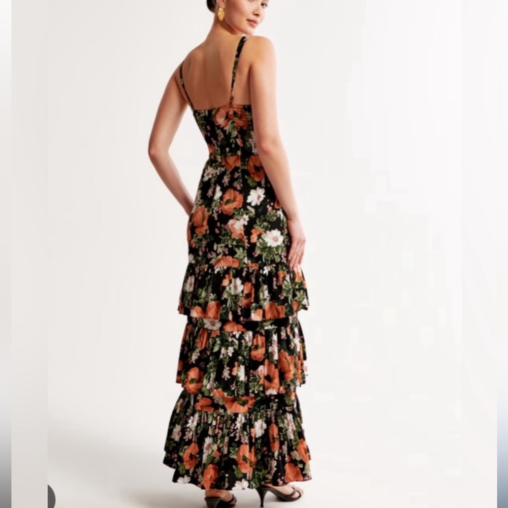Abercrombie Ruffle Tiered Maxi Dress - Black Floral - Picture 2 of 10